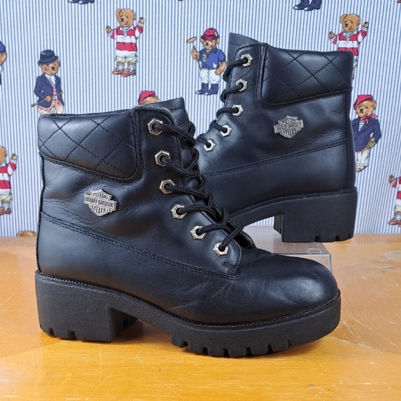 Harley-Davidson Shoes - Harley-Davidson Women's 6.5 Cruise Control black leather lace up ankle boots
